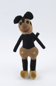 MICKEY MOUSE: well-loved Mickey stuffed doll in felt; made in Japan, c.1930s, height 45cm.