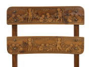 An unusual set of eight dining chairs with pressed back Putti scenes, beech, early 20th century - 3