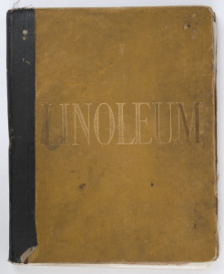 LINOLEUM SALESMAN'S SAMPLE CATALOGUE: circa 1885 loosely bound folio of sample "sections" (approx. 31 x 23cm) of designs by M.NAIRN & Co. of Kirkcaldy, Scotland. The folio was carried by "C.P. Schneider" of Albury, who has signed in manuscript in two plac