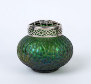 LOETZ style Bohemian Art Nouveau glass vase with flower aid, circa 1900, 14.5cm high