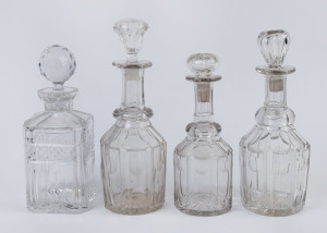 Four assorted antique crystal and glass decanters, the largest 29.5cm high