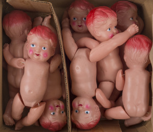 Celluloid Dolls (8), of identical design; c.1930s made in Japan, each 24cm high.