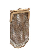 A 9ct gold ladies chatelaine mesh purse, 19th century, stamped "375", ​7cm high, 4.5cm wide, 16.5 grams