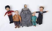 Five antique and vintage dolls including two Chinese dolls, a Victorian doll and two Nora Welling dolls, 19th and 20th century, the largest 27cm high