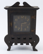 An American Arts & Crafts mantel clock in oak case, circa 1910, ​46cm high