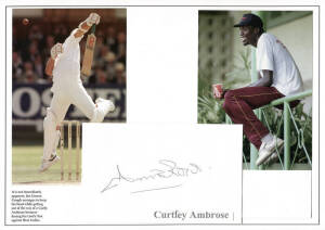 CRICKET AUTOGRAPHS: Collection beautifully presented on pages, most with associated pictures, noted Barry Richards, Cutly Ambrose, Shoaib Akhtar, Ian Botham, Alec Bedser, Geoff Boycott, Colin Cowdrey, Kapil Dev, Sunil Gavaskar, Richard Hadlee, Merv Hughes