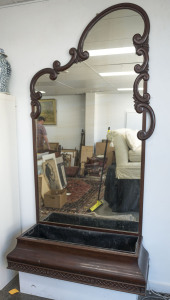 An impressive mirror backed planter tub, carved mahogany, circa 1885, 229cm high, 124cm wide, 46cm deep