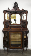 An English parlour cabinet, walnut, late 19th century, 229cm high, 130cm wide, 36cm deep