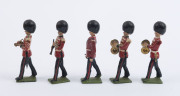 BRITAINS: - 54mm Hollow Cast Lead - Band of the Coldstream Guards: group of 22 figures including Bass Drummer (2), Snare Drummers (3), Drum Major & Standard Bearers (2); some with articulated arms. - 2