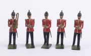 BRITAINS: - 54mm Hollow Cast Lead - Band of the Line: bandsmen figures with instruments including Bass Drummers (2), Snare Drummer, Standard Bearer & Drum Major; most figures with articulated left & right arms. (19). - 3