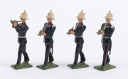 BRITAINS: - 54mm Hollow Cast Lead - Band of the Royal Marines: group of 25 figures including Bass Drummer (2), Snare Drummers (4), Drum Major & Standard Bearers (2); many figures with articulated arms. (25) - 3