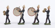 BRITAINS: - 54mm Hollow Cast Lead - Band of the Royal Marines: group of 25 figures including Bass Drummer (2), Snare Drummers (4), Drum Major & Standard Bearers (2); many figures with articulated arms. (25) - 4