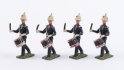 BRITAINS: - 54mm Hollow Cast Lead - Band of the Royal Marines: group of 25 figures including Bass Drummer (2), Snare Drummers (4), Drum Major & Standard Bearers (2); many figures with articulated arms. (25) - 5