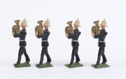 BRITAINS: - 54mm Hollow Cast Lead - Band of the Royal Marines: group of 25 figures including Bass Drummer (2), Snare Drummers (4), Drum Major & Standard Bearers (2); many figures with articulated arms. (25) - 7