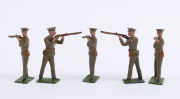 BRITAINS: - 54mm Hollow Cast Lead - Diverse Selection: in early 20th century uniforms or battledress with stretcher bearers, stretchers and injured soldiers, Canadian Mounties, Dragoons, British soldiers in khaki uniforms firing rifles (9), and various mi - 3