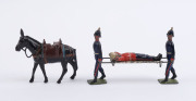 BRITAINS: - 54mm Hollow Cast Lead - Diverse Selection: in early 20th century uniforms or battledress with stretcher bearers, stretchers and injured soldiers, Canadian Mounties, Dragoons, British soldiers in khaki uniforms firing rifles (9), and various mi - 6