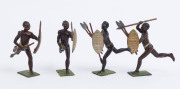 BRITAINS: - 54mm Hollow Cast Lead - Zulu & Togolaise Warriors: with Zulu figures (12), six brandishing spears, six brandishing clubs, all carrying additional spears and shield; Togolaise warrior figures (6) armed with bow and arrows; all the figures have - 4