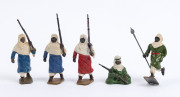 BRITAINS: - 54mm Hollow Cast Lead - Bedouin/Arabic Figures: with Mounted on Horseback Charging Figures (16), armed with rifles, lances or swords, one with bugle; Unmounted Figures (17), five charging with fixed bayonets, three charging with lances, seven - 4