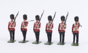 BRITAINS: - 54mm Hollow Cast Lead - Finely Painted Fusiliers: all in marching stance, including a single officer. (13) - 3