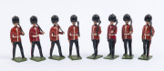 BRITAINS: - 54mm Hollow Cast Lead - Band of the Coldstream Guards plus associated Regiment figures: group of figures including Bass Drummer, Snare Drummers (3) & Drum Major, also Sappers carrying axes (10); many figures with one or two arms articulated. ( - 2