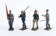 BRITAINS: - 54mm Hollow Cast Lead - Mostly Overseas Military Selection: c.1950s group of figures including Abyssinian Bodyguards (2), Egyptian, French Foreign Legion plus a French Zouave, NZ and Venezuelan; some figures with animated weapon-carrying arm. - 2