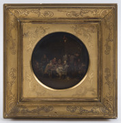 ARTIST UNKNOWN (Dutch school, 19th century), interior scene, oil on board, in original period gilt frame, ​20 x 20cm overall