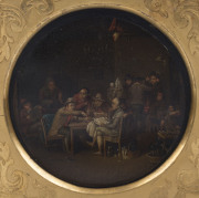 ARTIST UNKNOWN (Dutch school, 19th century), interior scene, oil on board, in original period gilt frame, ​20 x 20cm overall - 2