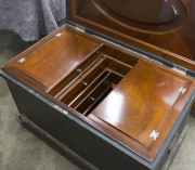 A carpenter's antique toolbox, spectacularly fitted with compartments with fine mahogany veneer work, 19th century, 60cm high, 102cm wide, 56cm deep - 2