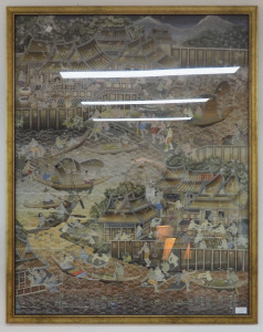 A Thai painting in gilt frame, signed lower right (illegible), 105 x 79cm