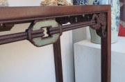 A rare and impressive Chinese temple table, carved rosewood with jade panels, 18th/19th century, 86cm high, 130cm wide, 44cm deep - 5