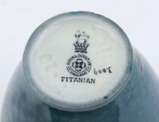 ROYAL DOULTON Titanium English porcelain vase with crane in flight, by HARRY ALLEN, circa 1919, marked "Royal Doulton England, Titanium" with impressed date mark, 13cm high - 7