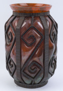 DAUM & MARJORELLE French orange glass and hand wrought iron vase, circa 1900, engraved "Daum, Nancy, Marjorelle" with cross of Lorraine, ​29.5cm high, 20cm wide - 3