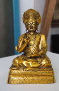 A Sino-Tibetan gilt bronze seated Buddha statue, 18th/19th century, 17cm high. PROVENANCE: The Russell Zeeng Collection - 2