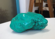 A Mongolian natural turquoise mineral specimen on timber stand, ​the specimen 22cm high, 16cm wide, 10cm deep - 5