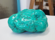 A Mongolian natural turquoise mineral specimen on timber stand, ​the specimen 22cm high, 16cm wide, 10cm deep - 7