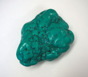 A Mongolian natural turquoise mineral specimen on timber stand, ​the specimen 22cm high, 16cm wide, 10cm deep - 9