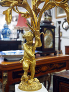 A pair of antique French candelabra, gilt bronze and marble with five branches on original gilt wood stands, 19th century, ​60cm high - 3