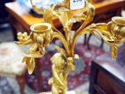 A pair of antique French candelabra, gilt bronze and marble with five branches on original gilt wood stands, 19th century, ​60cm high - 4