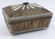 An Anglo-Indian Vizagapatam work box, porcupine quill, bone, ebony, horn and ivory on sandalwood, interior handsomely fitted with compartments and pin cushions, early 19th century. With accompanying contemporaneous note saying it was left to S. Shotton in - 3