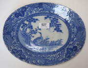 A Japanese blue and white porcelain oval dish with crane decoration, Edo Period, 19th century, ​28cm wide - 2