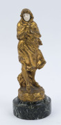 JEAN GARNIER (1853-1910) French bronze figure "Frileuse", finely cast in gilded bronze and ivory on marble base, early 20th century, ​20cm high - 2