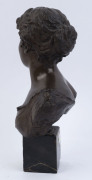 Antique Italian bronze bust of a lady on marble plinth, 19th century, signed on the back "ENIO......?, Naples", ​30cm high - 5