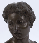 Antique Italian bronze bust of a lady on marble plinth, 19th century, signed on the back "ENIO......?, Naples", ​30cm high - 6