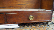 A Georgian oak tabletop book stand with two drawers, original brass handles and castors, circa 1800, ​28cm high, 71cm wide, 23cm deep - 7