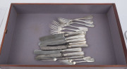 Antique German silver cutlery in six drawer canteen chest, early 20th century, incomplete but an impressive weight (not including filled handled pieces), 5,500 grams - 5