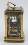 A Gorge cased French repeater antique carriage clock with Roman numerals, eight day movement with original lever escapement, striking ting-tang on the quarters on a single bell, circa 1870. Handle loose, 15cm high - 3