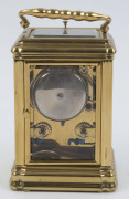 A Gorge cased French repeater antique carriage clock with Roman numerals, eight day movement with original lever escapement, striking ting-tang on the quarters on a single bell, circa 1870. Handle loose, 15cm high - 4