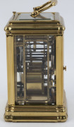 A Gorge cased French repeater antique carriage clock with Roman numerals, eight day movement with original lever escapement, striking ting-tang on the quarters on a single bell, circa 1870. Handle loose, 15cm high - 5