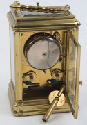 A Gorge cased French repeater antique carriage clock with Roman numerals, eight day movement with original lever escapement, striking ting-tang on the quarters on a single bell, circa 1870. Handle loose, 15cm high - 8