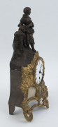 A French figural mantel clock, timepiece only in gilt metal, spelter and alabaster, 19th century, no pendulum or key, 35cm high - 3